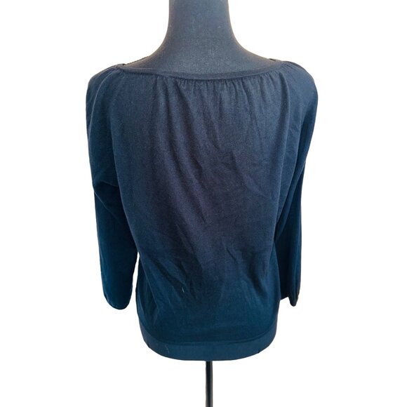 Forté Womens Medium Black Silk & Cashmere Long Sleeve M Cardigan Preppy Classic - Picture 2 of 11